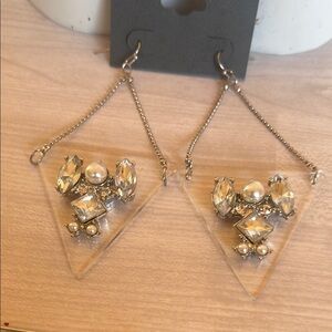 Express Silver and White Geometric Earrings